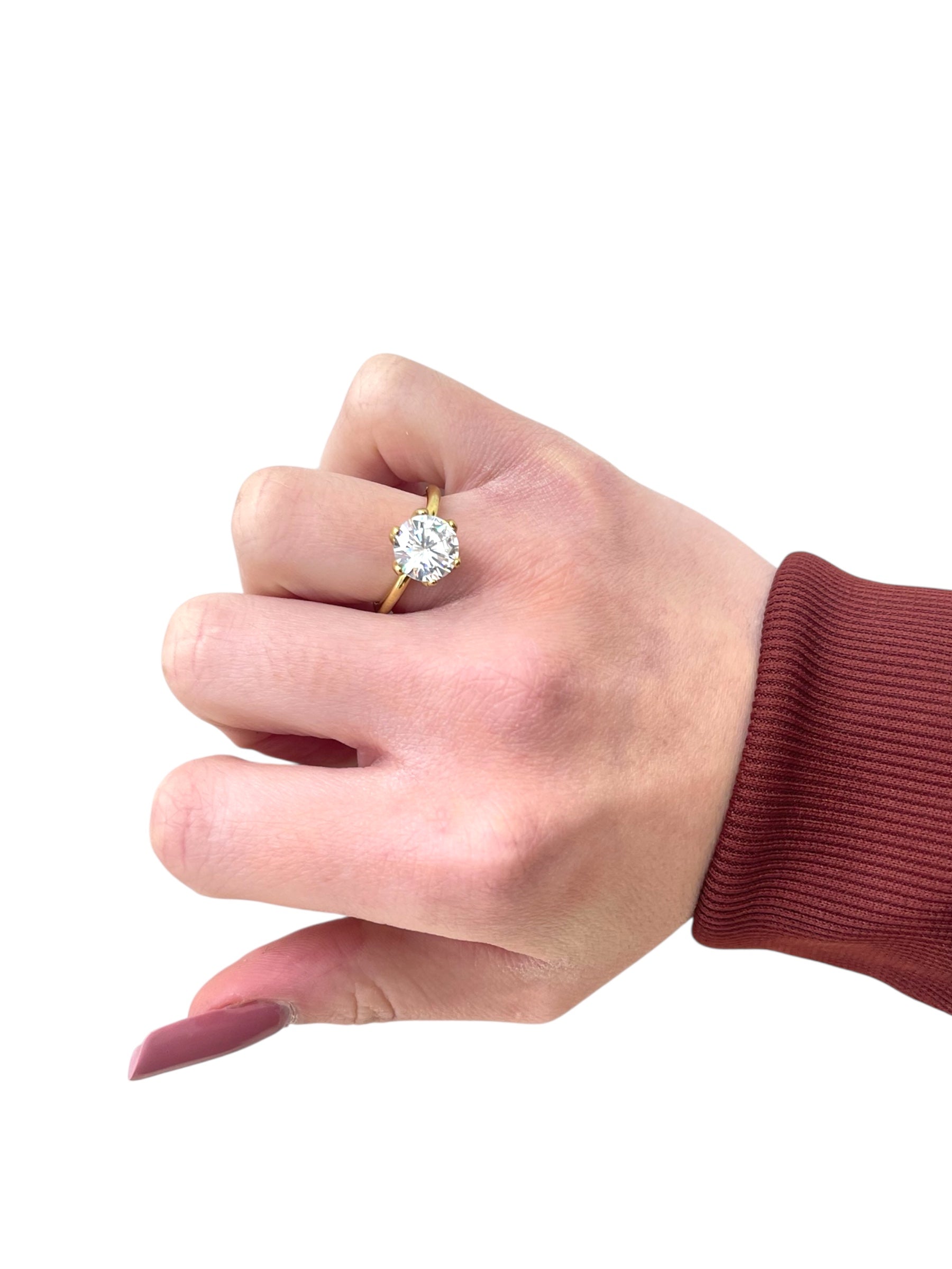 Anello solitario big acciaio