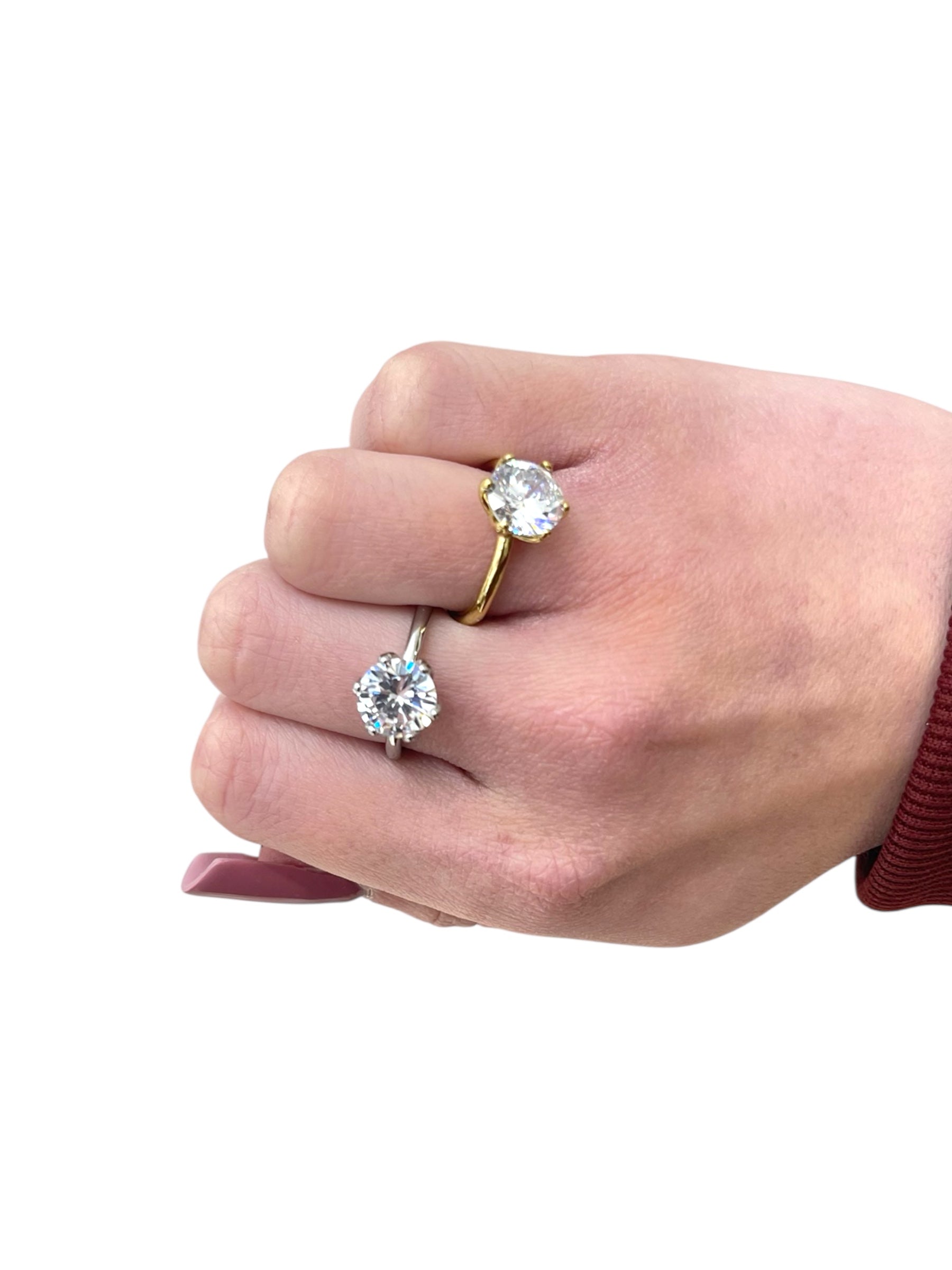 Anello solitario big acciaio