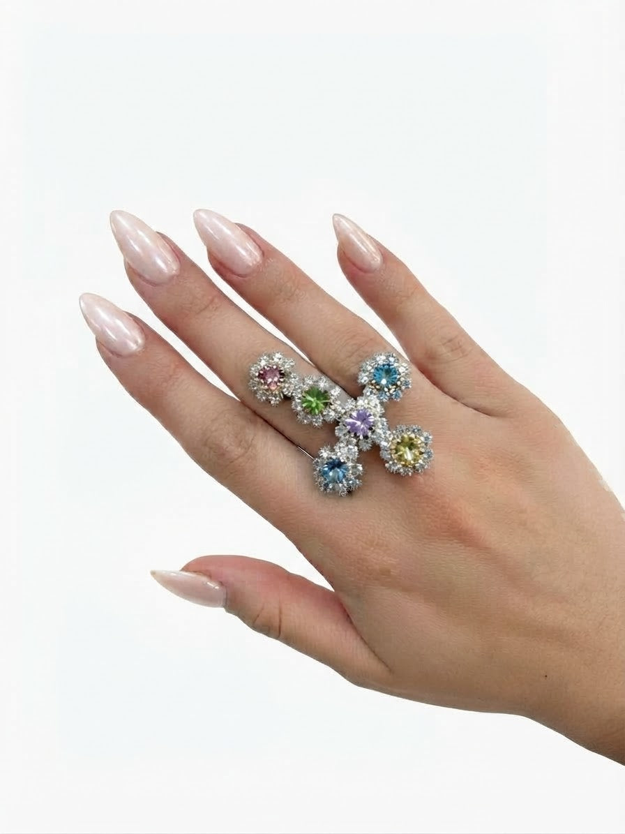Anello cross fiorellini