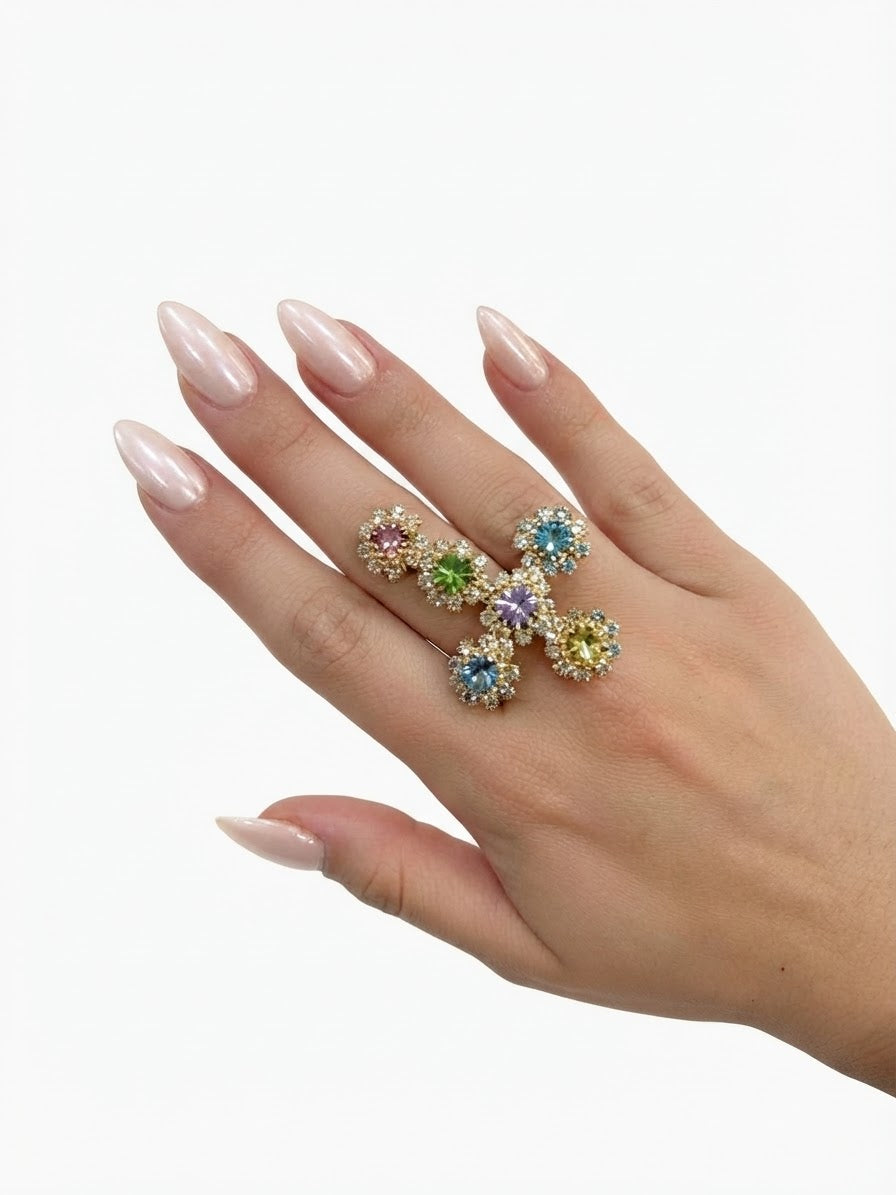 Anello cross fiorellini