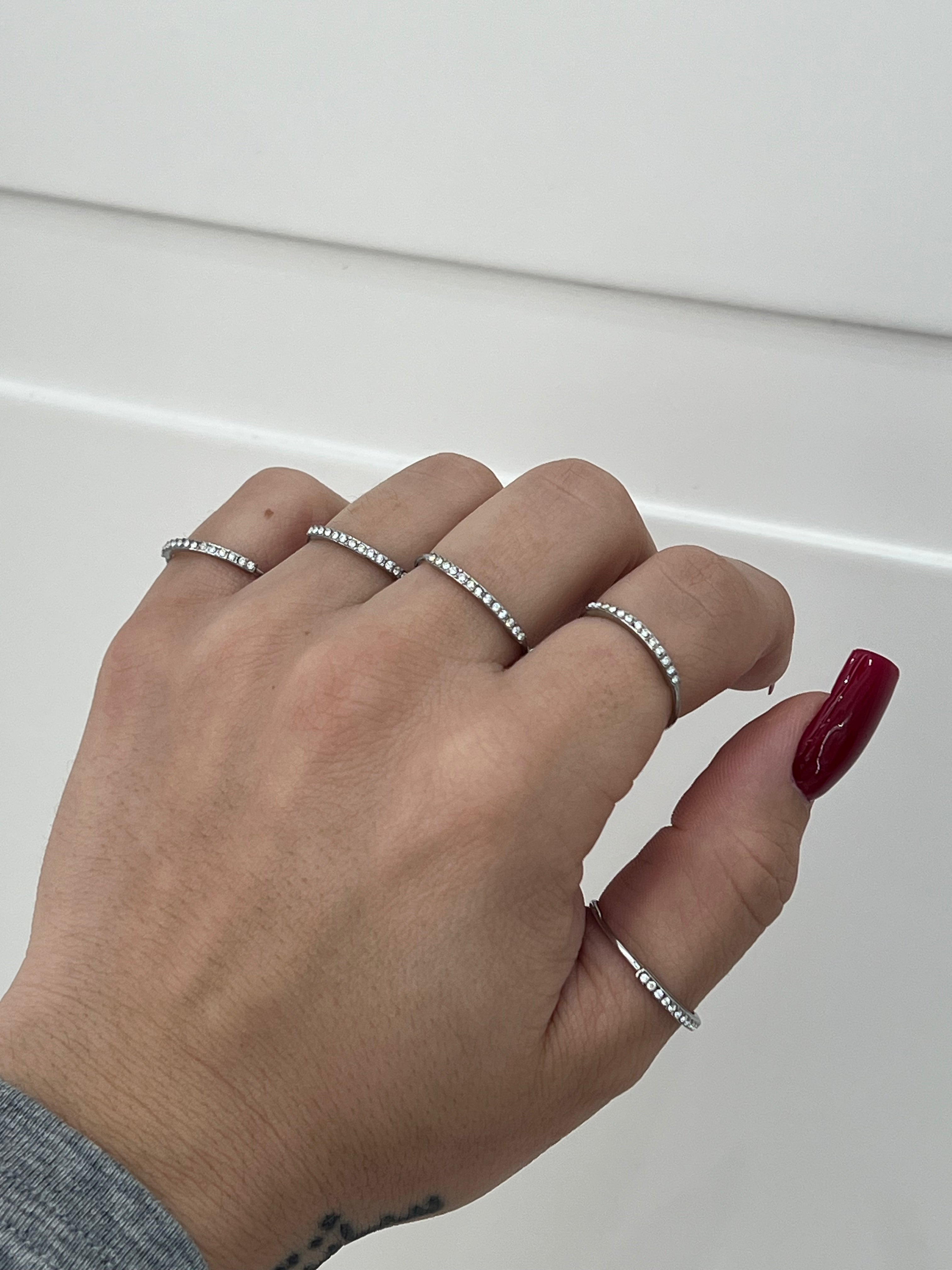 Ferma anelli strass inox