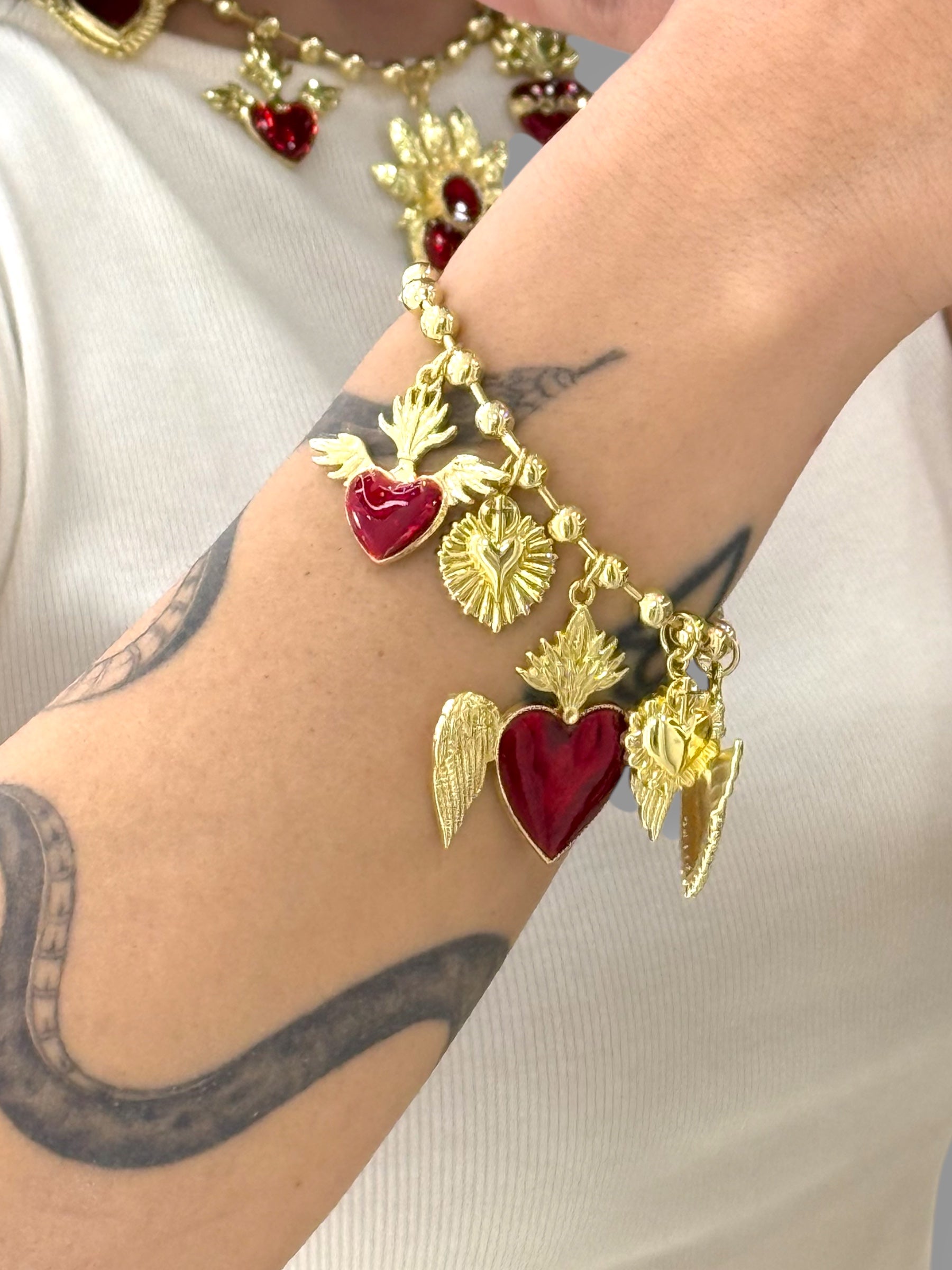 Collana / Bracciale cuori rossi