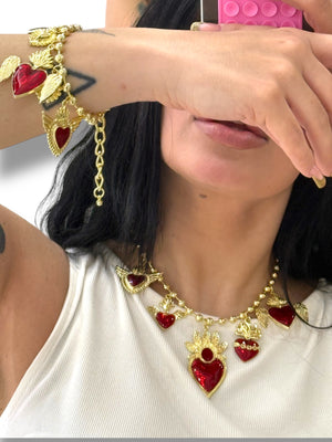 Collana / Bracciale cuori rossi