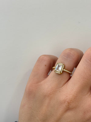 Anello ottagonale strass inossidabile