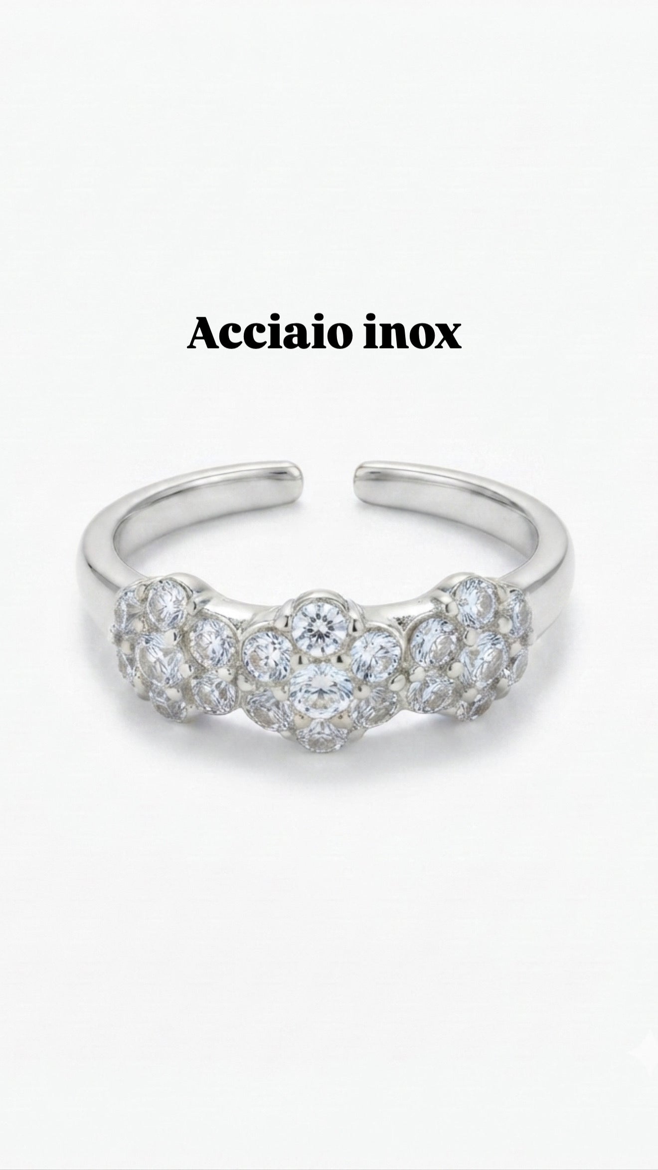 Anello 3 fiorellini small inox